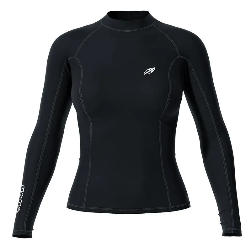 Lycra- Mormaii- Camiseta manga longa diva pró surf -preta feminina